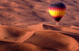 Hot air balloon over Arabian desert