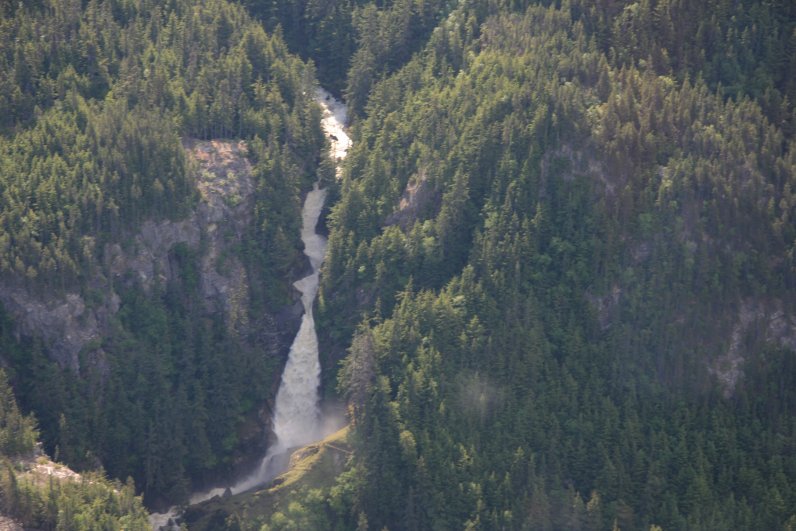 Waterfall along Lynn Canal from helicopter