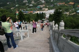 Looking down the 268 steps from Tian Tan Buddha