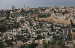 View of the Wall of the Old City of Jerusalem from the Mount of Olives