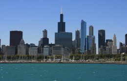 The Chicago skyline from Lake Michigan