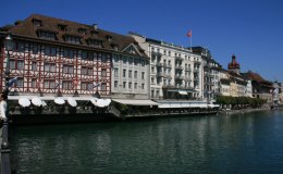 Along the Reuss River in Lucerne's Old Town