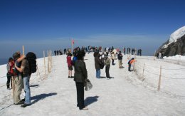 Walking on the snow at the top of the Jungfrau