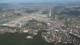 Looking down on the Zurich Airport just after takeoff