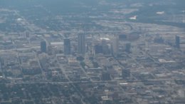 Downtown Indianapolis just before landing