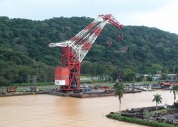 Sailing past Gamboa and the Titan Crane in the Panama Canal