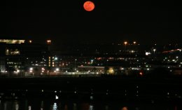 Moon over downtown Jacksonville, Florida