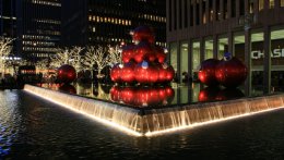 Giant Christmas ornaments in New York City