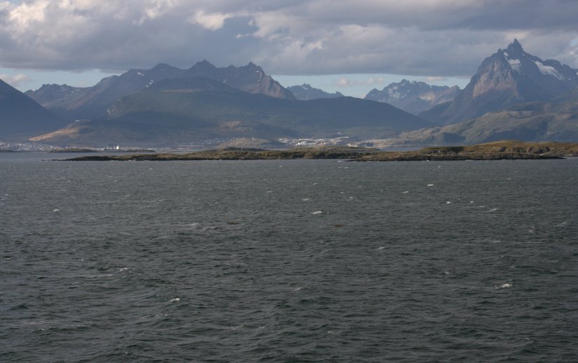 Looking back on Ushuaia, Argentina as we sailed away