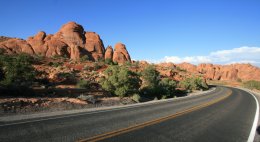 The scenic drive through Arches National Park