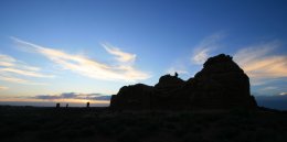 Sunset at Balanced Rock in Arches National Park