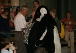 Christy & penquin at Gate 7
