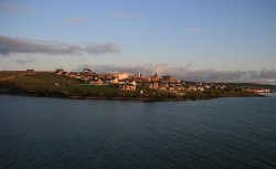 Sailing into the Shetland Islands at sunrise