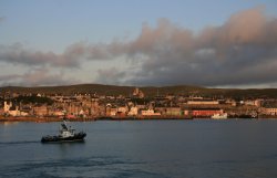 Sailing into the Shetland Islands at sunrise