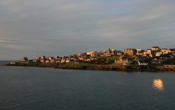 Sailing into the Shetland Islands at sunrise