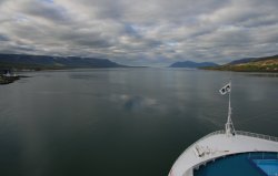 Sailing away from Akureyri up Eyjafjordur Fjord