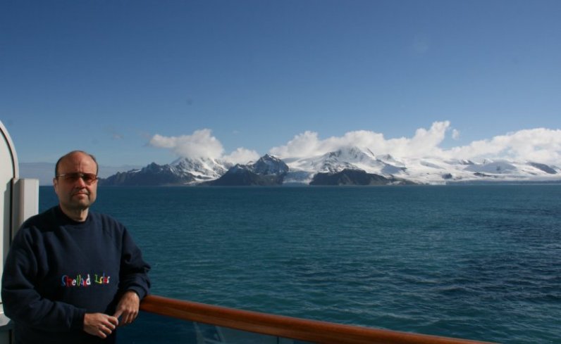 Me on my balcony in front of Endurance Glacier