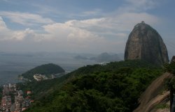 View of Sugarloaf Mountain from top of Urca Mountain