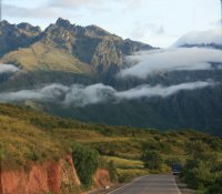 Early morning drive through the Andes heading to Machu Picchu