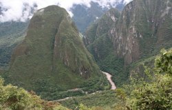 Looking down on Urubamba River from Machu Picchu
