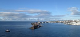 Sailing into the harbor of Ponta Delgada in the Azore Islands