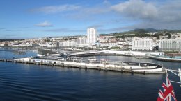 Sailing into the harbor of Ponta Delgada in the Azore Islands
