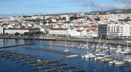 Sailing into the harbor of Ponta Delgada in the Azore Islands