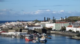 Sailing into the harbor of Ponta Delgada in the Azore Islands
