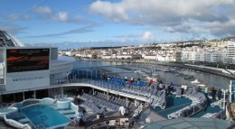 Sailing into the harbor of Ponta Delgada in the Azore Islands