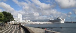 The Grand Princess docked in Ponta Delgada
