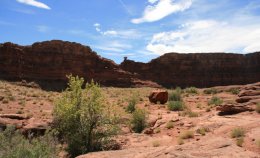 View of balance rock during nature hike along Colorado River